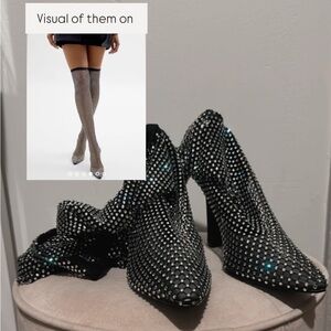 Steve Madden Sapphire Black Over the Knee Boots with Crystal